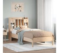 QUAHEAS Lit bibliothèque en Bois de pin Massif 75x190 cm avec sommier à Lattes, Cadre Plateforme avec tiroirs de Rangement, idéal Chambre Adulte Enfant ado, Structure Durable pour Matelas Standard