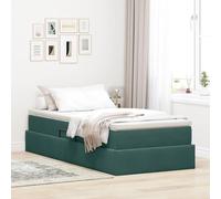 QUAHEAS Lit Cadre avec Matelas Vert foncé 100 x 200 cm en Velours avec Rangement Coffre tiroir sommier Plateforme pour Chambre Adulte Enfant ado garçon Fille Studio Appartement