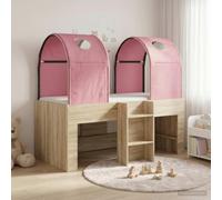 QUAHEAS Lit Cadre en Bois d'ingénierie Sonoma et Rose avec sommier Plateforme 3 pièces, Structure Mezzanine avec Rangement tiroir, Cadre lit Enfant ado garçon Fille pour Chambre Studio Appartement
