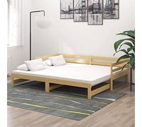 QUAHEAS Lit Coulissant 2x90x200 cm en Bois de pin Massif avec Matelas Mousse 10 cm, sommier à Lattes Robuste, Cadre Plateforme Pratique pour Chambre Adulte Enfant ado
