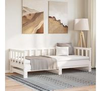 QUAHEAS Lit Coulissant Blanc en Bois Massif 2x90x200 cm Cadre avec sommier à Lattes Structure Robuste pour Chambre Adulte Enfant ado, canapé Convertible gigogne Fonctionnel