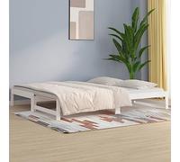 QUAHEAS Lit Coulissant Blanc en Bois Massif de pin 2x90x200 cm avec sommier à Lattes intégré, Cadre Robuste pour Chambre Adulte ou Enfant, canapé-lit Pratique pour Studio et Appartement