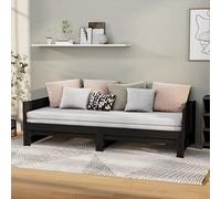 QUAHEAS Lit Coulissant en Bois Massif Noir 2x90x200 cm Cadre sommier Plateforme gigogne Multifonction canapé-lit pour Chambre Adulte Enfant Studio Appartement