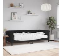 QUAHEAS Lit de Jour 90x200 cm Noir Velours avec Matelas Mousse Cadre Bois Massif Structure Plateforme pour Chambre Adulte ou Enfant, canapé Convertible Multifonction avec sommier et Rangement tiroir