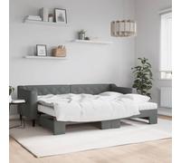 QUAHEAS Lit de Jour avec lit gigogne 80x200 cm Gris foncé en Tissu, Cadre Plateforme Robuste avec Matelas Mousse, sommier à Lattes, Banquette Convertible pour Chambre Adulte ou Studio