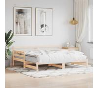 QUAHEAS Lit de Jour Bois Massif 80x200 cm avec sommier à Lattes, lit gigogne Double, Structure Plateforme avec Rangement tiroir pour Chambre Adulte Enfant ado garçon Fille invité