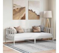 QUAHEAS Lit de Jour en Bois Massif Blanc de 90x200 cm avec Cadre et sommier pour Chambre Adulte ou invité, Support Stable, Design Multifonctionnel pour canapé ou lit d'appoint