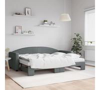 QUAHEAS Lit de Jour Gris foncé 80x200 cm avec lit gigogne, Structure en Bois Massif et métal, Matelas Mousse Confortable, sommier à Lattes, canapé Convertible pour Chambre Adulte et Studio