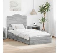 QUAHEAS Lit de Rangement Gris Sonoma en Bois d'ingénierie 70 x 190 cm avec tiroirs et sommier intégré pour Chambre Adulte Enfant Studio Appartement Minimaliste