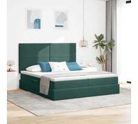 QUAHEAS Lit de Rangement Vert foncé 180 x 200 cm Velours avec Cadre métal, sommier Plateforme, tête capitonnée, Matelas Ferme Moyen, Coffre tiroir spacieux pour Chambre Adulte ou ado
