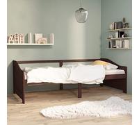 QUAHEAS Lit de Repos 3 Places en Bois Massif Marron foncé 90x200 cm Cadre sommier à Lattes canapé Convertible pour Chambre Adulte Enfant Studio Appartement