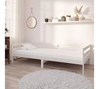 QUAHEAS Lit de Repos avec Matelas 90x200 cm en Bois de pin Massif Blanc, Structure Robuste pour Chambre d'ado ou invité, Support Confortable pour Dormir ou se détendre, idéal pour Studio ou dortoir