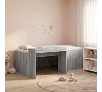 QUAHEAS Lit Haut pour Enfants avec Bureau intégré en Bois d'ingénierie Sonoma Gris, Cadre Mezzanine 98,5 x 200 cm avec sommier à Lattes Robuste, idéal Chambre Enfant ado Studio