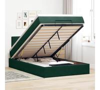 QUAHEAS Lit Ottoman avec Matelas Vert foncé 120x190 cm Velours avec Rangement sous Le lit, Structure en Bois Massif pour Chambre Adulte ou Enfant, Design capitonné Moderne