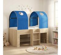 QUAHEAS Lit surélevé pour Enfants avec Cadre en Bois d'ingénierie Sonoma Bleu, Structure Plateforme avec Rangement tiroir, sommier à Latte, Tunnel gigogne 3 pièces, idéal Chambre ado garçon Fille