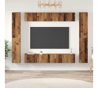 QUAHEAS Lot de 10 meubles TV muraux en bois vieilli avec étagères, portes et espace de rangement pour salon, meuble bas moderne, commode, buffet, étagère et rangement