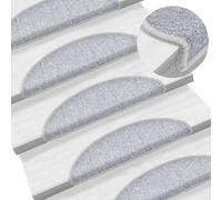QUAHEAS Lot de 10 tapis d'escalier gris clair 56 x 17 x 3 cm avec bande adhésive double face antidérapante, lavables et insonorisants, pour escaliers en bois et intérieur