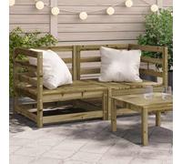 QUAHEAS Lot de 2 canapés d'angle de jardin - En pin imprégné sous pression - 70 x 70 x 67 cm - Résistant aux intempéries - Pour terrasse, balcon, véranda - Avec dossier et assise confortable