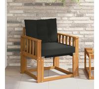 QUAHEAS Lot de 2 canapés d'extérieur en bois d'acacia massif naturel - Résistant aux intempéries - Avec coussin et dossier - Pour balcon, terrasse, véranda et jardin d'hiver