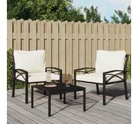 QUAHEAS Lot de 2 chaises de jardin avec coussins couleur sable 68 x 76 x 79 cm en acier revêtu par pulvérisation pour balcon, terrasse, jardin d'hiver, véranda, meubles de salon confortables avec