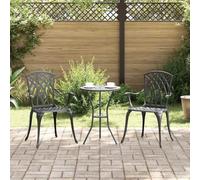 QUAHEAS Lot de 2 chaises de jardin noires en aluminium 53 x 51 x 88,5 cm avec design vintage, résistantes aux intempéries, ergonomiques, pour terrasse et jardin, chaises d'extérieur confortables pour