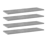 QUAHEAS Lot de 4 étagères à livres - Gris béton - 60 x 20 x 1,5 cm - En bois - Étagère murale et étagère sur pied - Rangement modulaire pour salon, bureau, cave, cuisine et atelier