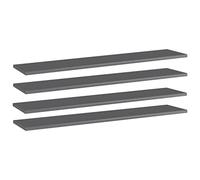 QUAHEAS Lot de 4 étagères à livres - Gris brillant - 100 x 20 x 1,5 cm - En bois - Pour étagère murale, étagère emboîtable, étagère sur pied, rangement modulaire, espace de rangement dans le salon, le