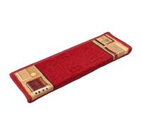 QUAHEAS Lot de 5 tapis d'escalier autocollants - 65 x 21 x 4 cm - Rouge - Antidérapant - Lavable - Avec ruban adhésif double face - Pour escalier en bois, escalier intérieur, sécurité et protection