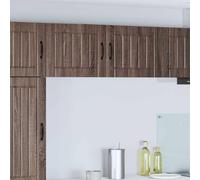 QUAHEAS Lucca Armoire murale en bois de chêne marron 50 x 31 x 40 cm, lot de 2 pièces avec 4 étagères, armoire de cuisine polyvalente pour espace de rangement, armoire d'appoint, buffet et plan de