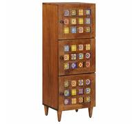 QUAHEAS Meuble haut avec porte en noyer massif - 40 x 33 x 110 cm - Meuble bas moderne avec espace de rangement pour salon, salle à manger, buffet avec étagère et compartiment