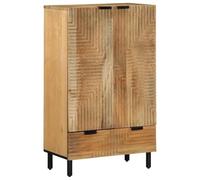 QUAHEAS Meuble haut marron en bois de manguier 60 x 33 x 100 cm avec espace de rangement et porte, commode pour salon, chambre à coucher, bureau, buffet stable avec étagère et montage mural pour