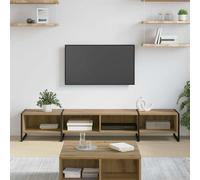 QUAHEAS Meuble TV artisanal en chêne 170,5 x 36 x 30,5 cm avec espace de rangement et canal de câbles pour salon, buffet, meuble TV, commode, étagère et coin de jeu