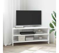 QUAHEAS Meuble TV d'angle blanc en bois 102 x 40,5 x 45 cm avec 2 étagères, espace de rangement et étagère pour salon, meuble bas moderne, table de télévision, buffet, commode, étagère