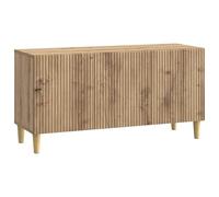 QUAHEAS Meuble TV en chêne Artisan - 99 x 34,5 x 50 cm - Avec 3 portes pivotantes et pieds coniques - Rangement polyvalent et étagère pour salon, chambre à coucher, coin de jeu