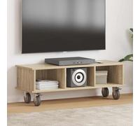 QUAHEAS Meuble TV en chêne Sonoma 100 x 35 x 35 cm avec beaucoup d'espace de rangement et canal de câbles, meuble bas moderne pour salon, idéal comme meuble TV, commode, étagère et étagère