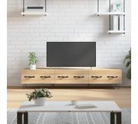 QUAHEAS Meuble TV en chêne Sonoma 150 x 36 x 30 cm avec tiroirs et pieds en fer, espace de rangement pour salon, buffet, commode, étagère, passe-câbles et étagère