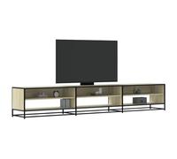 QUAHEAS Meuble TV en chêne Sonoma 270 x 40 x 46 cm avec cadre en métal, 6 étagères, espace de rangement pour salon et chambre à coucher, résistant, facile d'entretien