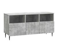 QUAHEAS Meuble TV gris béton en bois avec 3 tiroirs 102 x 34,5 x 50 cm Meuble bas moderne pour salon, espace de rangement et utilisation polyvalente comme meuble TV, buffet, commode