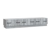 QUAHEAS Meuble TV gris Sonoma - 147 x 34,5 x 27 cm - Avec tiroirs et espace de rangement - Meuble bas polyvalent pour salon, coin jeu, chemin de câbles et étagère - Meuble moderne
