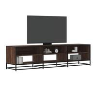 QUAHEAS Meuble TV marron aspect chêne avec structure en métal 180 x 40 x 46 cm, 6 étagères, meuble bas stable avec beaucoup d'espace de rangement pour salon et chambre à coucher