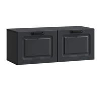 QUAHEAS Meuble TV mural noir en bois 78,5 x 31 x 30 cm avec beaucoup d'espace de rangement, 2 portes pivotantes, passe-câbles, idéal pour salon, chambre à coucher et coin de jeu