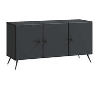 QUAHEAS Meuble TV noir en bois 99 x 34,5 x 50 cm avec beaucoup d'espace de rangement, tiroirs et portes, polyvalent pour salon, chambre à coucher et coin jeu, meuble bas moderne avec gestion des