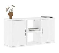 QUAHEAS ODDA Meuble TV blanc en pin massif 79 x 24 x 40 cm avec espace de rangement et étagère, commode avec porte et compartiment pour salon, chambre à coucher, coin de jeu