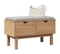 QUAHEAS OTTA Banc de couloir en pin massif 80 x 40 x 45 cm avec espace de rangement, tiroir et coussin d'assise rembourré pour couloir, couloir, salon et chambre à coucher