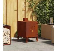 QUAHEAS Poêle de jardin en acier Corten 35 x 50 x 60 cm avec pieds stables, extracteur réglable et cheminée, four d'extérieur résistant aux intempéries pour cuisiner, rôtir et réchauffer en camping