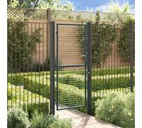 QUAHEAS Portail de jardin en maille d'acier galvanisé avec revêtement en poudre, 100 x 250 cm, réglable de 99 à 105 cm, avec poteaux et serrure, antirouille, verrouillable pour jardin, cour, terrasse