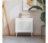 QUAHEAS Porte d'armoire design à lamelles blanche en pin massif - 39,5 x 49,4 cm - Façade de porte de meuble pour cuisine, salle de bain, salon, armoire - Rénovation