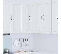 QUAHEAS Porto Armoire d'angle murale en bois blanc 57 x 57 x 100 cm avec 3 étagères et 2 portes, rangement de cuisine pour garde-manger, armoire d'appoint, commode, buffet