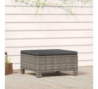 QUAHEAS Repose-Pieds de Jardin en polyrotin Gris avec Coussin Gris foncé, Structure Acier thermolaqué Stable, Dimensions 57x57x28 cm, idéal pour terrasse, Balcon, Patio détente Lounge extérieur