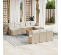 QUAHEAS Salon de jardin 11 pièces en rotin synthétique avec coussins amovibles, canapé de jardin résistant aux intempéries, salon modulaire pour balcon, terrasse, véranda et jardin d'hiver